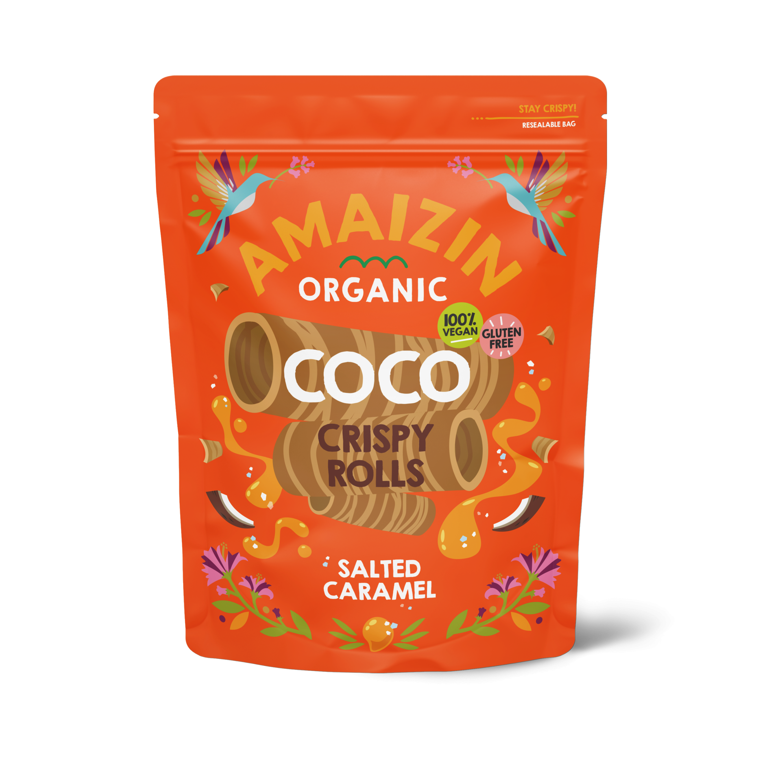 39062 Amaizin Coco Crispy Rolls Salted Caramel